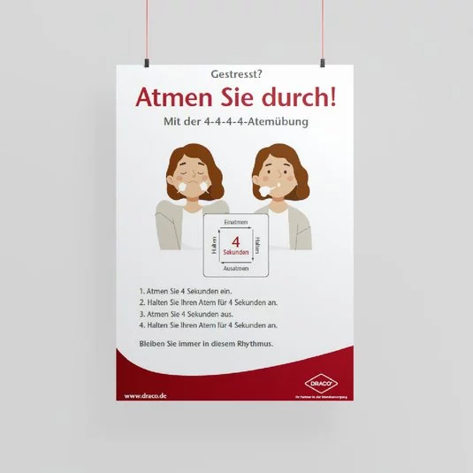 Plakat "Stress im Alltag 4-4-4-4 Atemübung" - Version 1