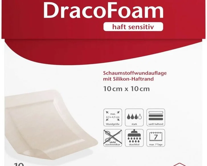 DracoFoam haft sensitiv Schaumstoff-Wundauflage, Packshot