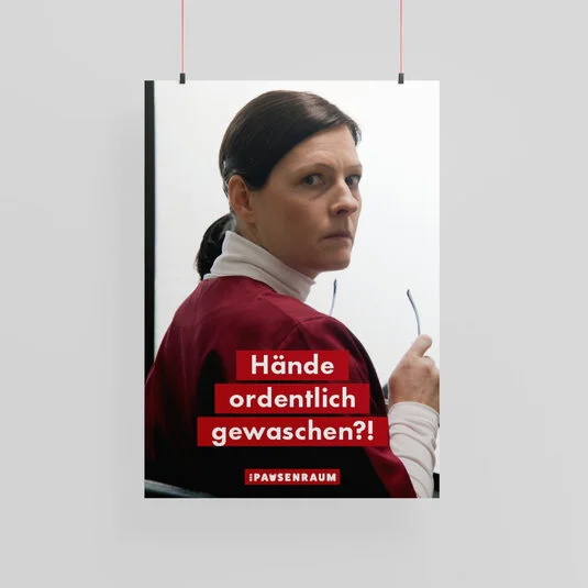 Pausenraum Plakat: "Hände waschen"