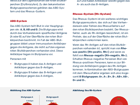 Lernzettel Blutgruppen, MFA-Azubiwelt
